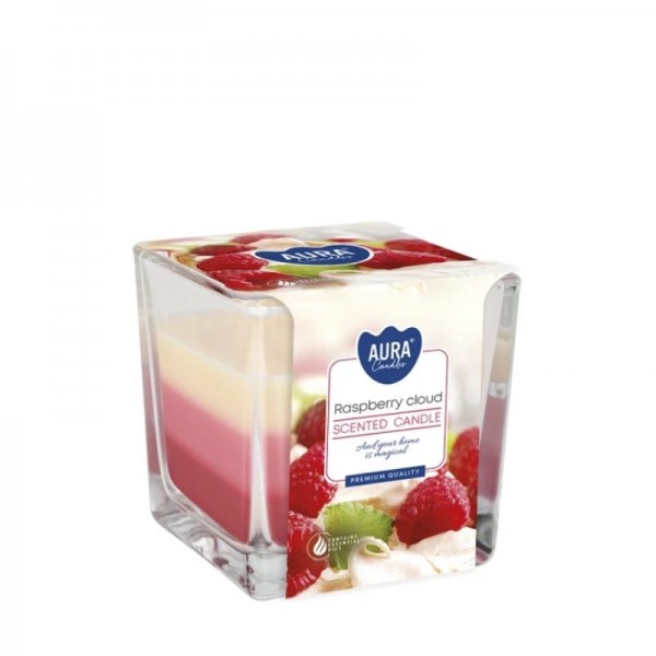 Tricolor Raspberry Cloud - dekorativna sveča v kozarcu